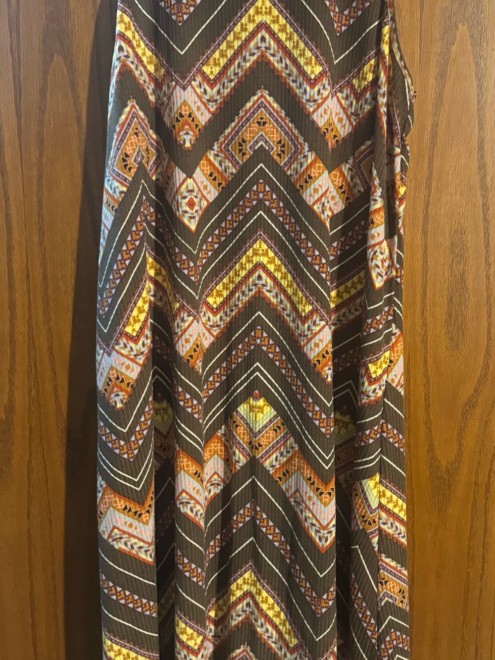 Xhilaration Chevron Print Maxi Skirt in Brown, Yellow and Orange
